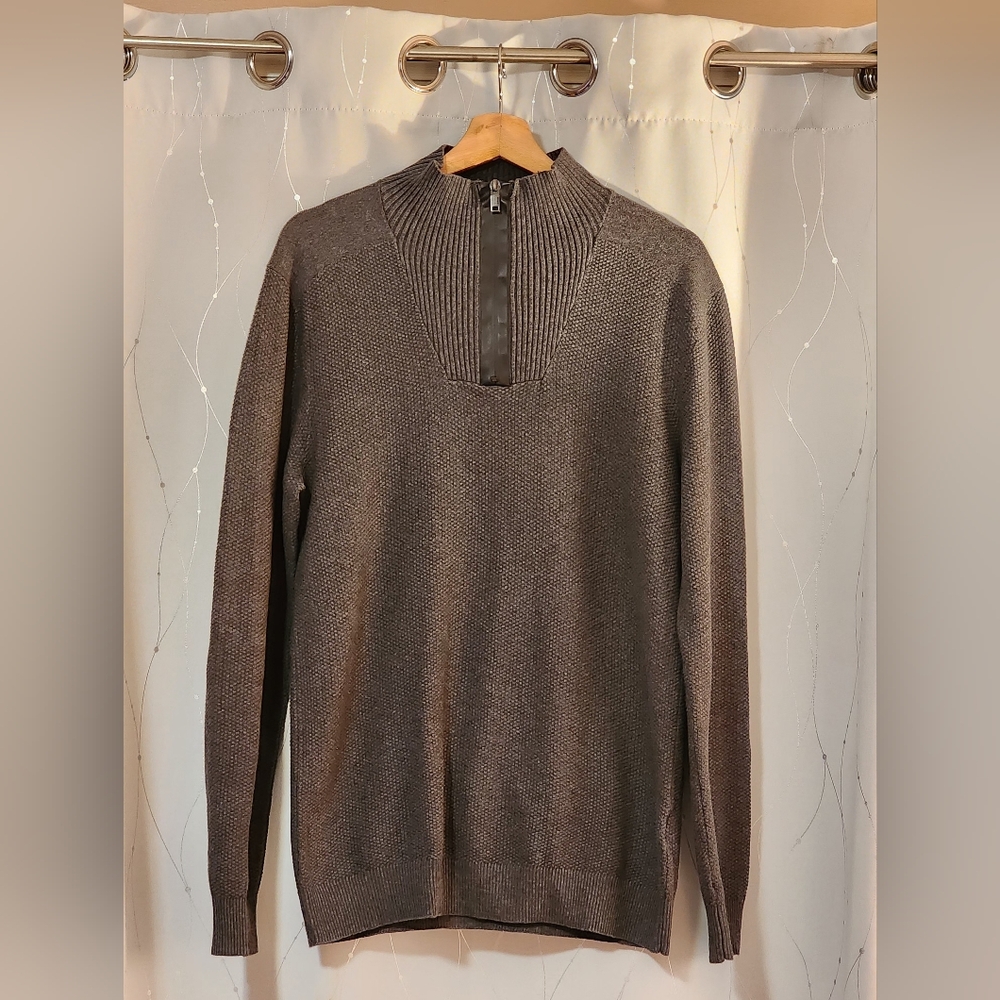 Alfani Men's Charcoal Zip-Up Sweater
